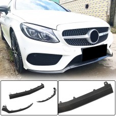 Накладка на передний бампер Lip V4 (для C43 AMG 2015-2019, Карбон) для Mercedes C-сlass W205