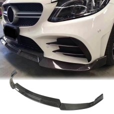 Накладка на передний бампер Lip V3 (для C43 AMG 2019-2021, Карбон) для Mercedes C-сlass W205