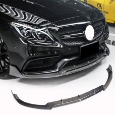Накладка на передний бампер Lip V4 (для SD C63 AMG 2015-2019, Карбон) для Mercedes C-сlass W205
