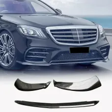 Накладка на передній бампер Lip (для AMG-Line 2018-2022, Карбон) для Mercedes S-сlass W222