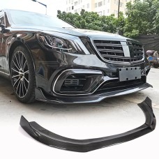 Накладка на передній бампер Lip (для S63/S65 AMG 2018-2022, Карбон) для Mercedes S-сlass W222
