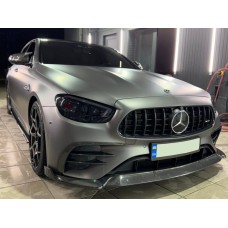 Накладки на передний бампер (для AMG-Line 2020-2026, Сухой карбон) для Mercedes E-сlass W213