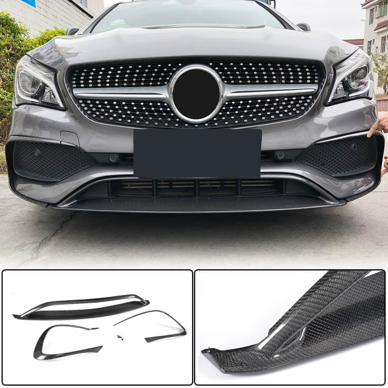 Накладка на передний бампер Lip (для AMG-Line SD 2017-2019, Карбон) для Mercedes CLA C117