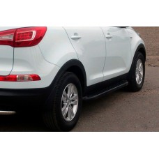 Бокові пороги Allmond Black (2 шт., алюм.) для Kia Sportage 2010-2015 рр