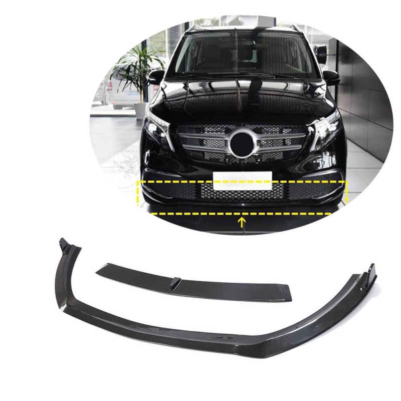 Накладка на передний бампер Lip (2020-2025, Сухой карбон) для Mercedes Vito/V-class W447 2014- гг