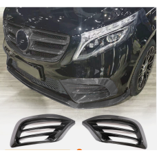 Накладки на протитуманки V1 (2020-2025, Сухий карбон) для Mercedes Vito / V-class W447 2014- рр