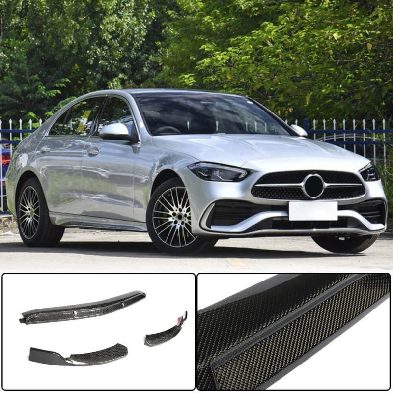 Накладка на передний бампер Lip (для AMG-Line, Карбон) для Mercedes C-class W206 2022- рр