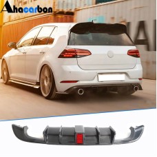 Диффузор заднего бампера (для R-Line HB 2017-2020, Карбон) для Volkswagen Golf 7/E-Golf
