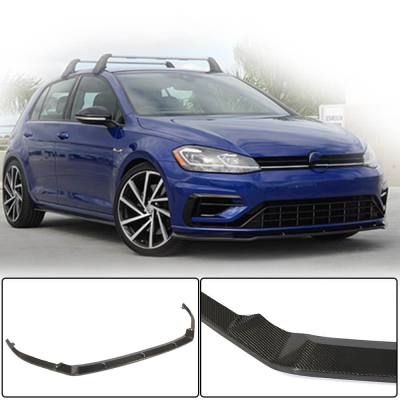 Накладка на передний бампер Lip V1 (для R/R-Line 2017-2020, Карбон) для Volkswagen Golf 7/E-Golf