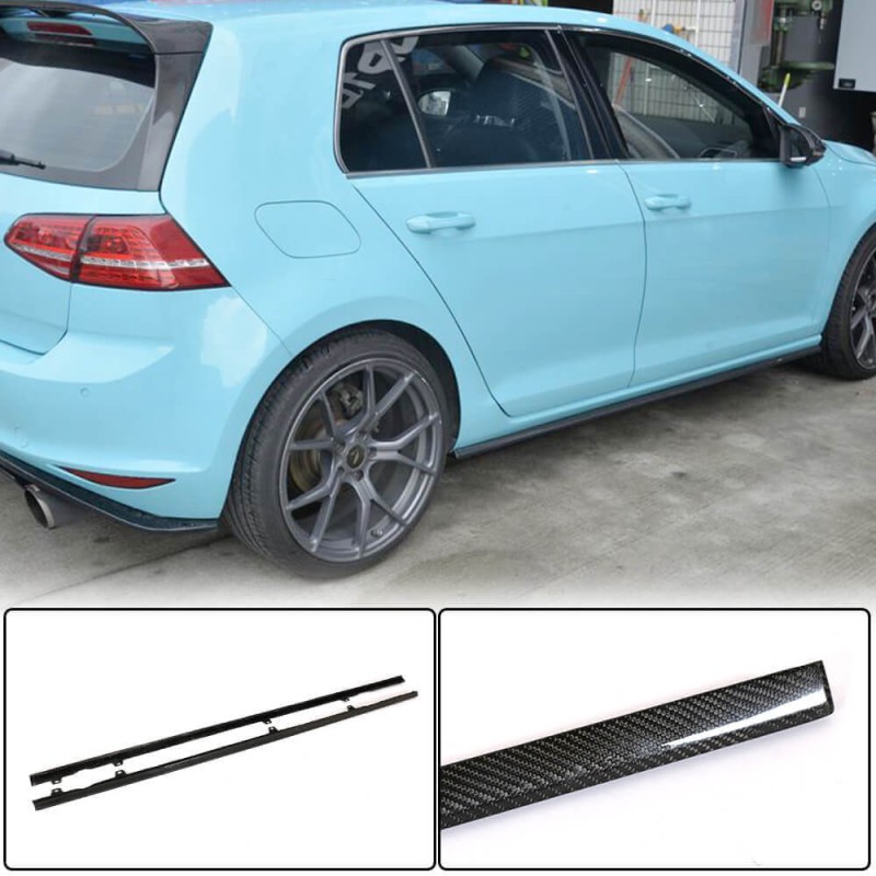 Боковые пороги (для R/R-line 2017-2020, Карбон) для Volkswagen Golf 7/E-Golf