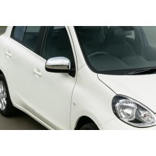 Накладки на дзеркала (2 шт., нерж) Carmos - Турецька сталь для Nissan Micra K13 2011-2016 рр