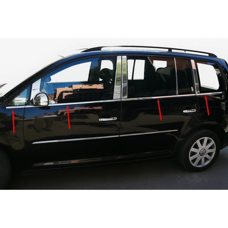 Зовнішня окантовка вікон (8 шт, нерж) Carmos - Турецька сталь для Volkswagen Touran 2003-2010 рр