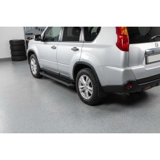 Бокові пороги Allmond Black (2 шт., алюм.) для Nissan X-trail T31 2007-2014 рр