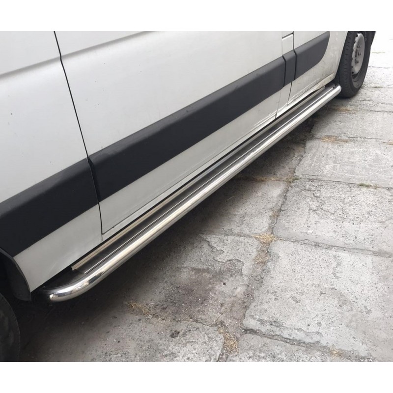 Бокові пороги Premium (2 шт., Нерж.) 60 мм, коротка база для Renault Master 2011-2023 рр