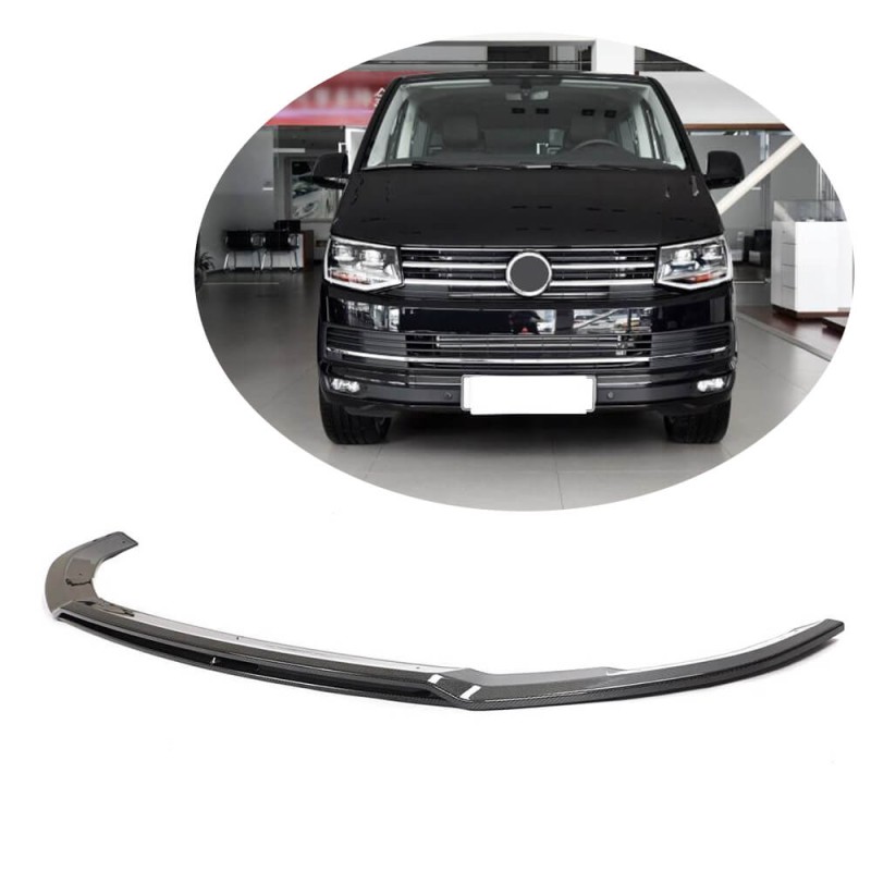 Накладка на передний бампер Lip (для 2015-2019, Карбон) для Volkswagen T6