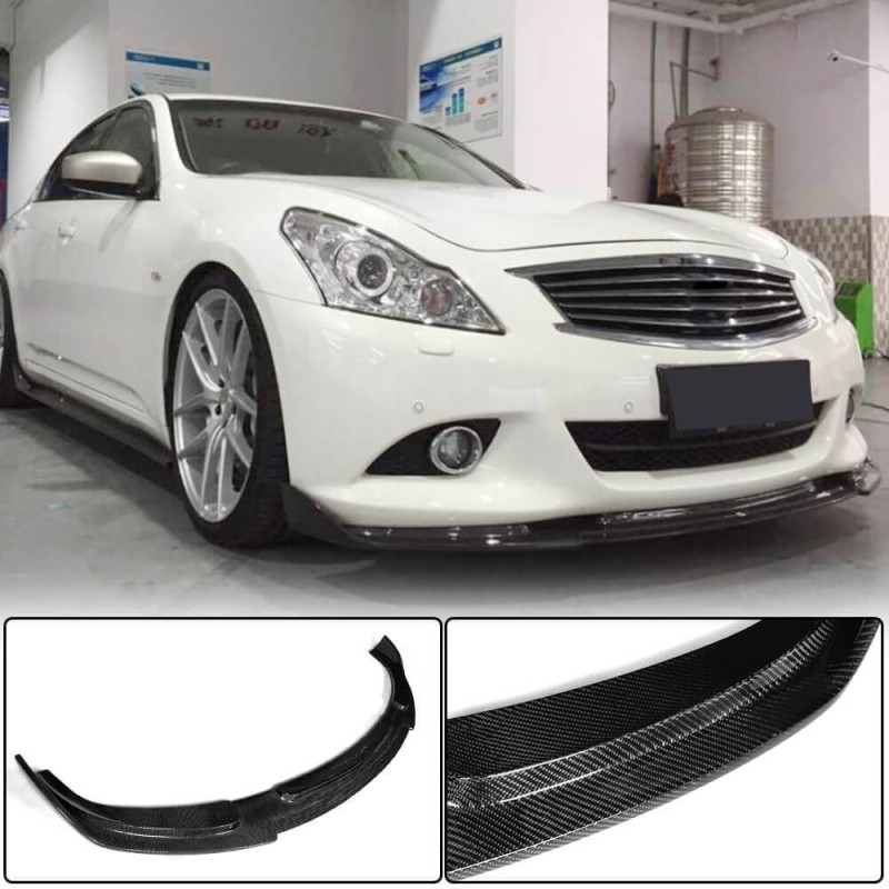 Накладка на передний бампер Lip (для G37 SD 2009-2013, Карбон) для Infiniti G25/G35/37 (V36/CV36)