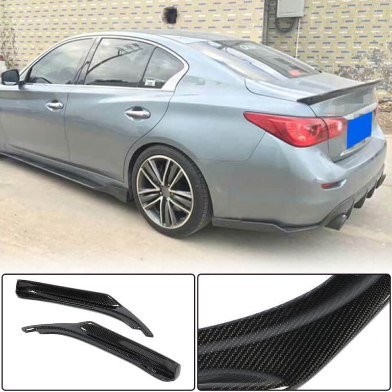 Накладки на задний бампер (для Q50 Base/Sport 2014-2017, Карбон) для Infiniti Q50/Q60
