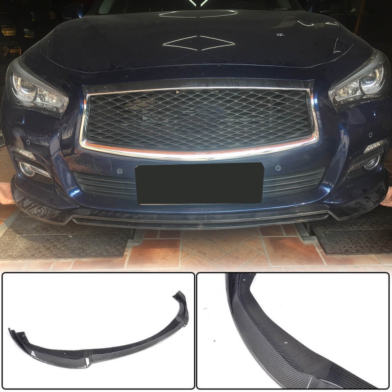 Накладка на передний бампер Lip V2 (для Q50 Base 2014-2017, Карбон) для Infiniti Q50/Q60