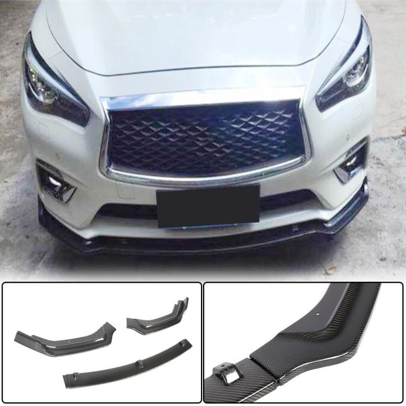 Накладка на передний бампер Lip V2 (для Q50 Base 2018-2023, Карбон) для Infiniti Q50/Q60