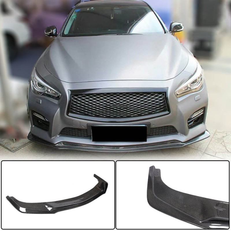 Накладка на передний бампер Lip V1 (для Q50 Sport 2014-2017, Карбон) для Infiniti Q50/Q60