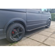Бокові пороги Allmond Black (2 шт., алюм) Довга база для Volkswagen T5 Transporter 2003-2010 рр