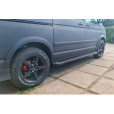 Бокові пороги Allmond Black (2 шт., алюм) Довга база для Volkswagen T5 Transporter 2003-2010 рр