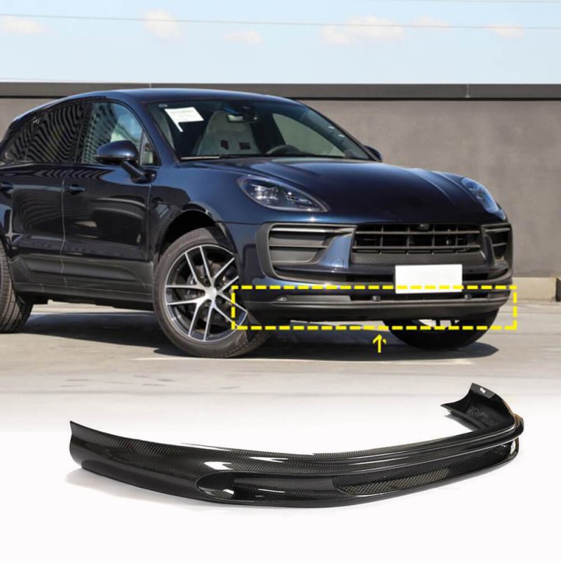 Накладка на передний бампер Lip (2022-2025, Карбон) для Porsche Macan