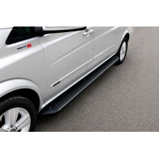 Боковые Подножки Allmond Black (2 шт., алюминий) Длинная (ExtraLong) для Mercedes Vito W639 2004-2014 гг