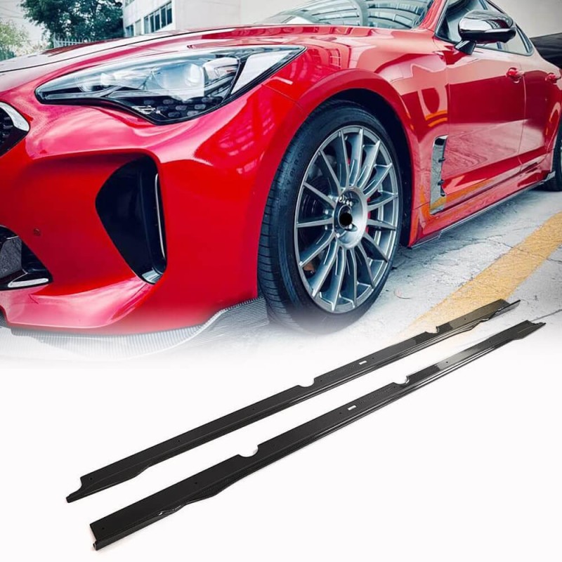 Боковые пороги (Карбон) для Kia Stinger