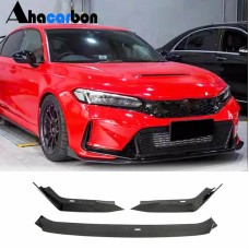 Накладка на передній бампер Lip V2 (Карбон) для Honda Civic HB 2021- рр