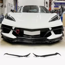 Накладки на передній бампер (2019-2022, Карбон) для Chevrolet Corvette C8 2019- рр