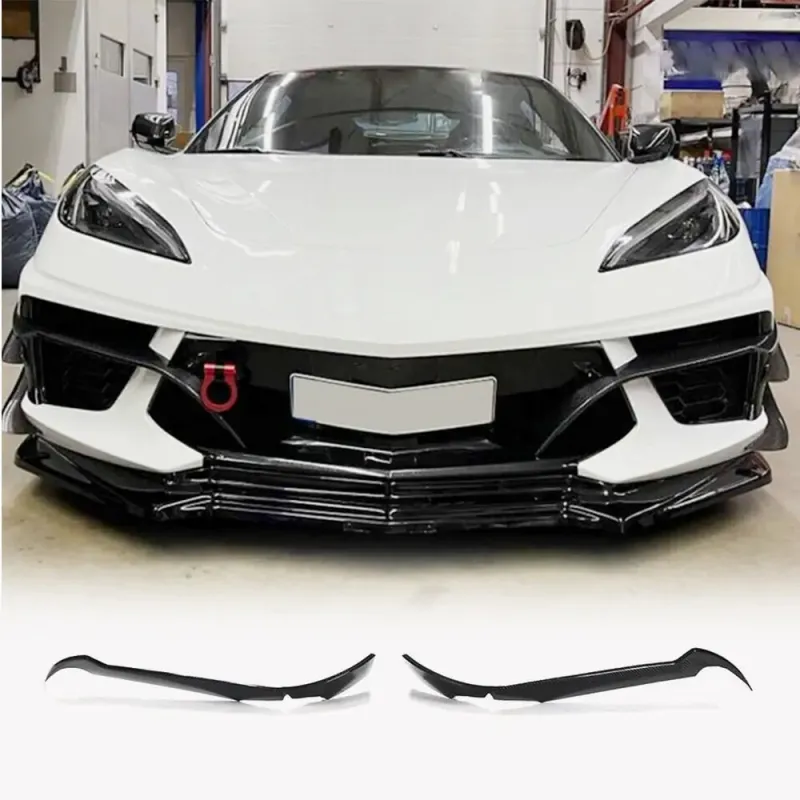 Накладки на передний бампер (2019-2022, Карбон) для Chevrolet Corvette C8 2019- гг