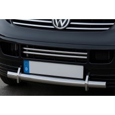 Накладки на решетку бампера (2 шт, нерж) Carmos - Турецкая сталь для Volkswagen T5 Transporter 2003-2010 гг