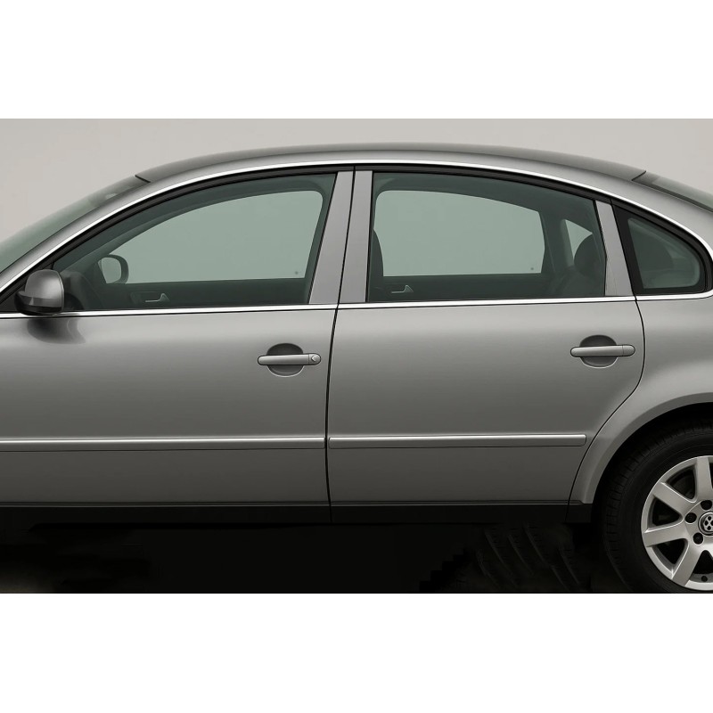 Молдинг дверных стоек (6 шт, нерж.) для Volkswagen Passat B5 1997-2005 гг