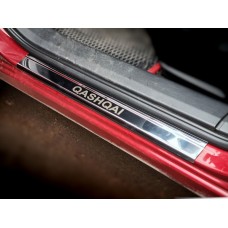 Накладки на пороги (Carmos V1, 4 шт, нерж.) для Nissan Qashqai 2007-2010 рр