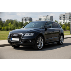 Бокові пороги Allmond Black (2 шт., Алюміній) для Ауди Q5 2008-2017 рр