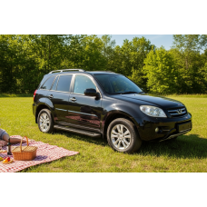 Бокові пороги Allmond Black (2 шт., алюміній) для Chery Tiggo 1 2005-2016 рр