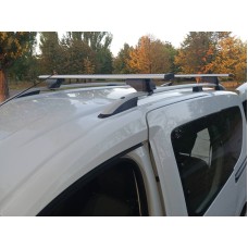 Багажник поперечины на стандартные рейлинги с замком Wizard V1 (2 шт) 125 см, Серый для Renault Dokker 2013-2022 гг