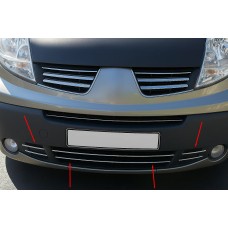 Накладки на нижнюю решетку (6 шт, нержавейка) для Nissan Primastar 2002-2014 гг