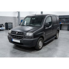 Бокові пороги Allmond Black (2 шт., алюміній) для Fiat Doblo I 2001-2005 рр