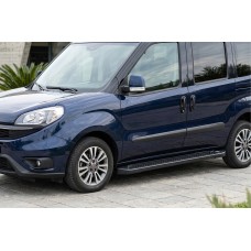 Бокові пороги Allmond Black (2 шт., Алюміній) Максі база для Fiat Doblo II 2010-2022 рр