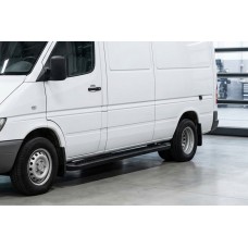 Бокові пороги Allmond Black (2 шт., алюміній) Довга база для Volkswagen LT 1995-2006 рр
