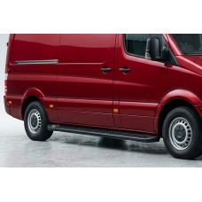 Боковые Подножки Allmond Black (2 шт., Алюминий) Long/ExtraLong для Volkswagen Crafter 2006-2016 гг