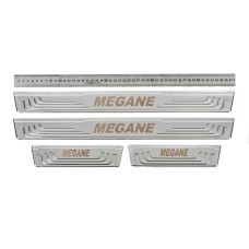 Накладки на пороги V-2 (4 шт., нерж) для Renault Megane II 2004-2009 рр