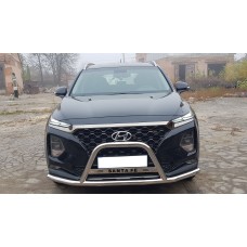 Кенгурятник вусатий WT006 (нерж) для Hyundai Santa Fe 4 2018-2023 рр