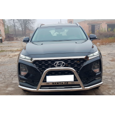 Кенгурятник вусатий WT006 (нерж) для Hyundai Santa Fe 4 2018-2023 рр