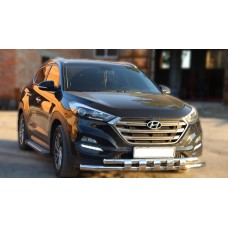 Передній захист Shark (нерж) для Hyundai Tucson TL 2016-2021рр