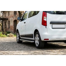 Бокові пороги Maydos V1 (2 шт., Алюміній -2026 нерж) для Dacia Dokker 2013-2022 рр