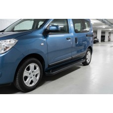 Бокові пороги Allmond Black (2 шт., Алюміній) для Renault Dokker 2013-2022 рр