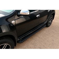 Бокові пороги Allmond Black (2 шт., Алюміній) для Renault Duster 2008-2017 рр